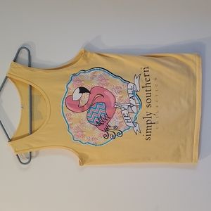 Simply Southern Yellow Flamingo Tank Hey Y'all